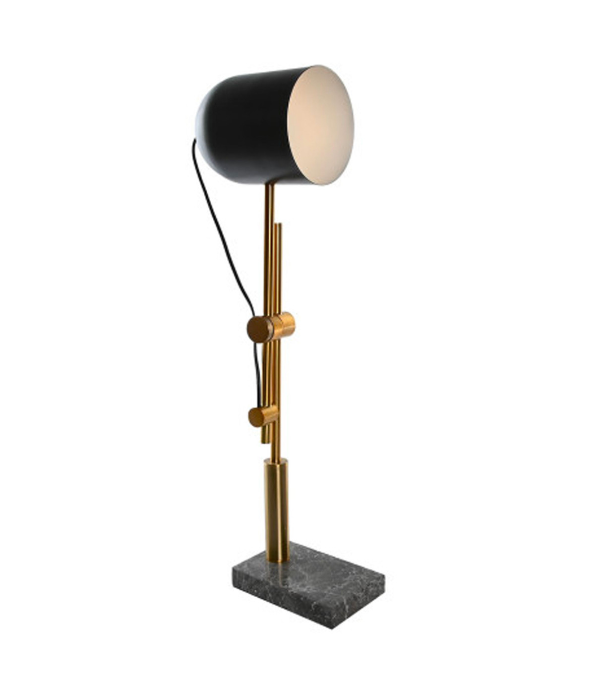 Wadiga Lampe à Poser Articulée Marbre Métal Noir Et Doré 45x45x70cm