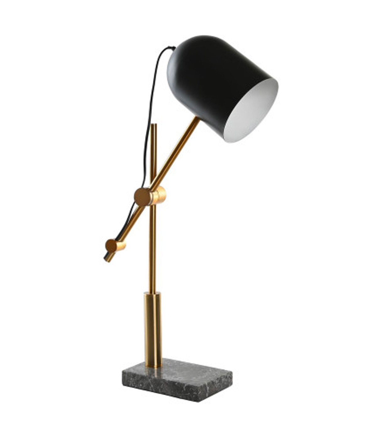 wadiga Lampe à poser articulée marbre métal noir et doré 45x45x70cm
