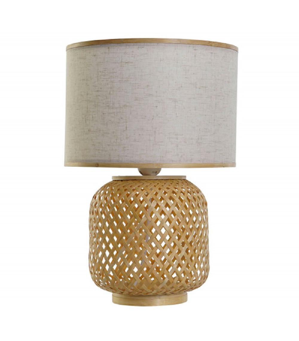 Wadiga Lampe à Poser Bambou Et Abat-jour Beige 26x26x39cm