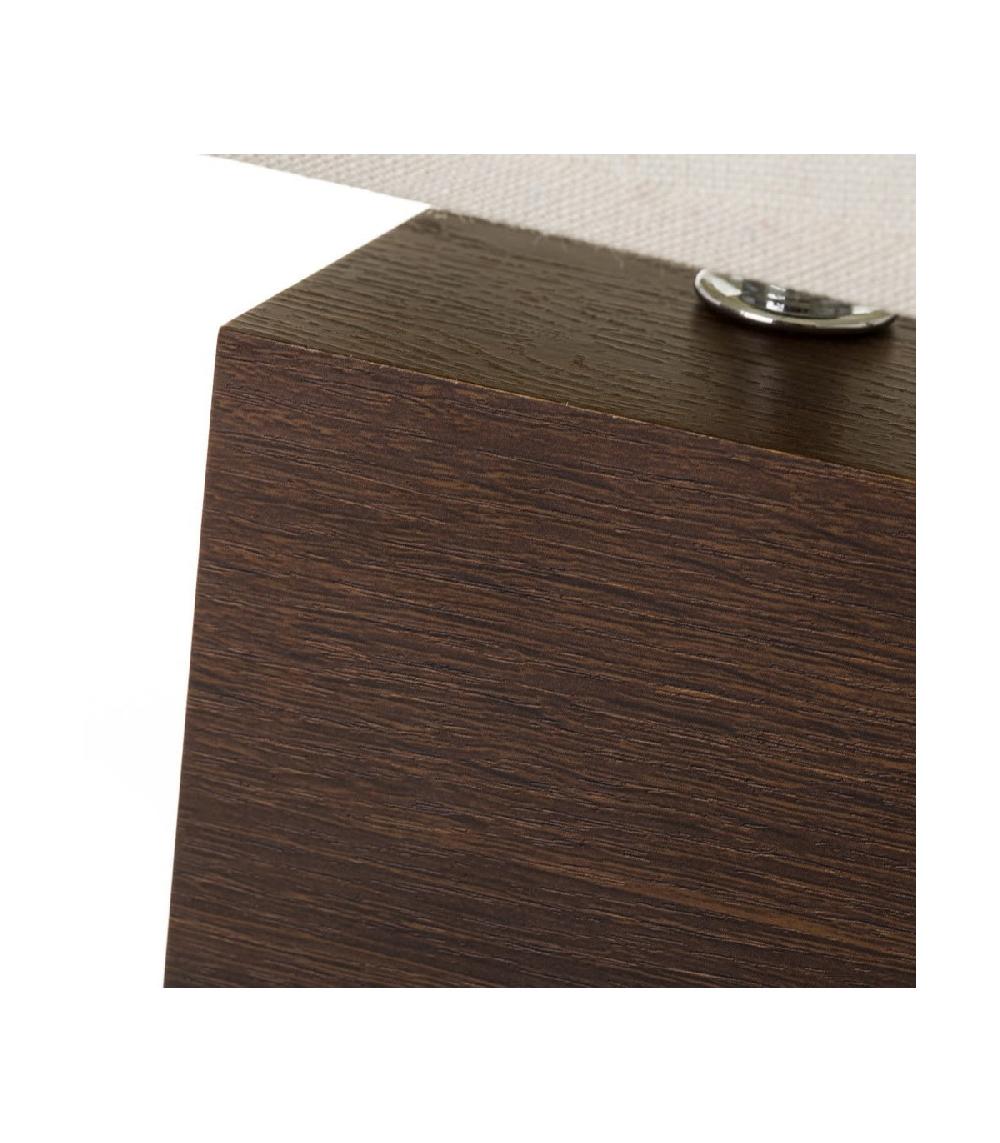 Wadiga Lampe à Poser Base Carrée En Bois Foncé Et Abat-jour Beige - Hauteur 26.5cm