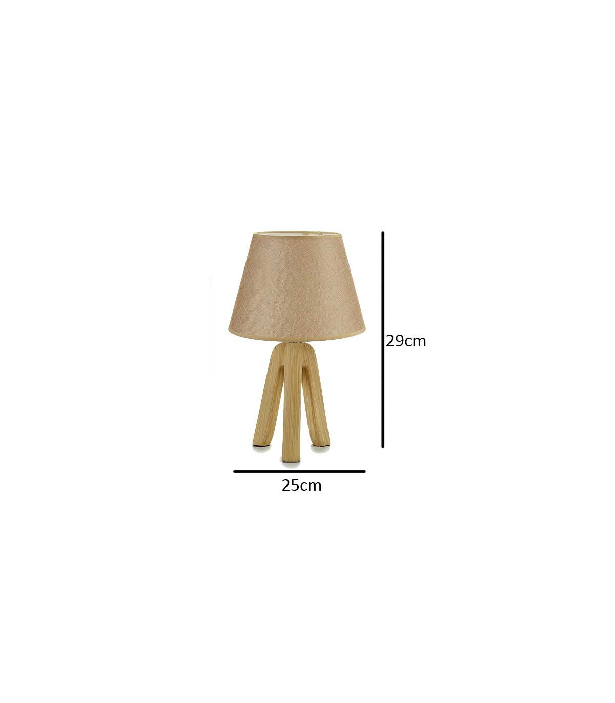 Wadiga Lampe à Poser Base Céramique Effet Bois Abat-jour Conique Beige