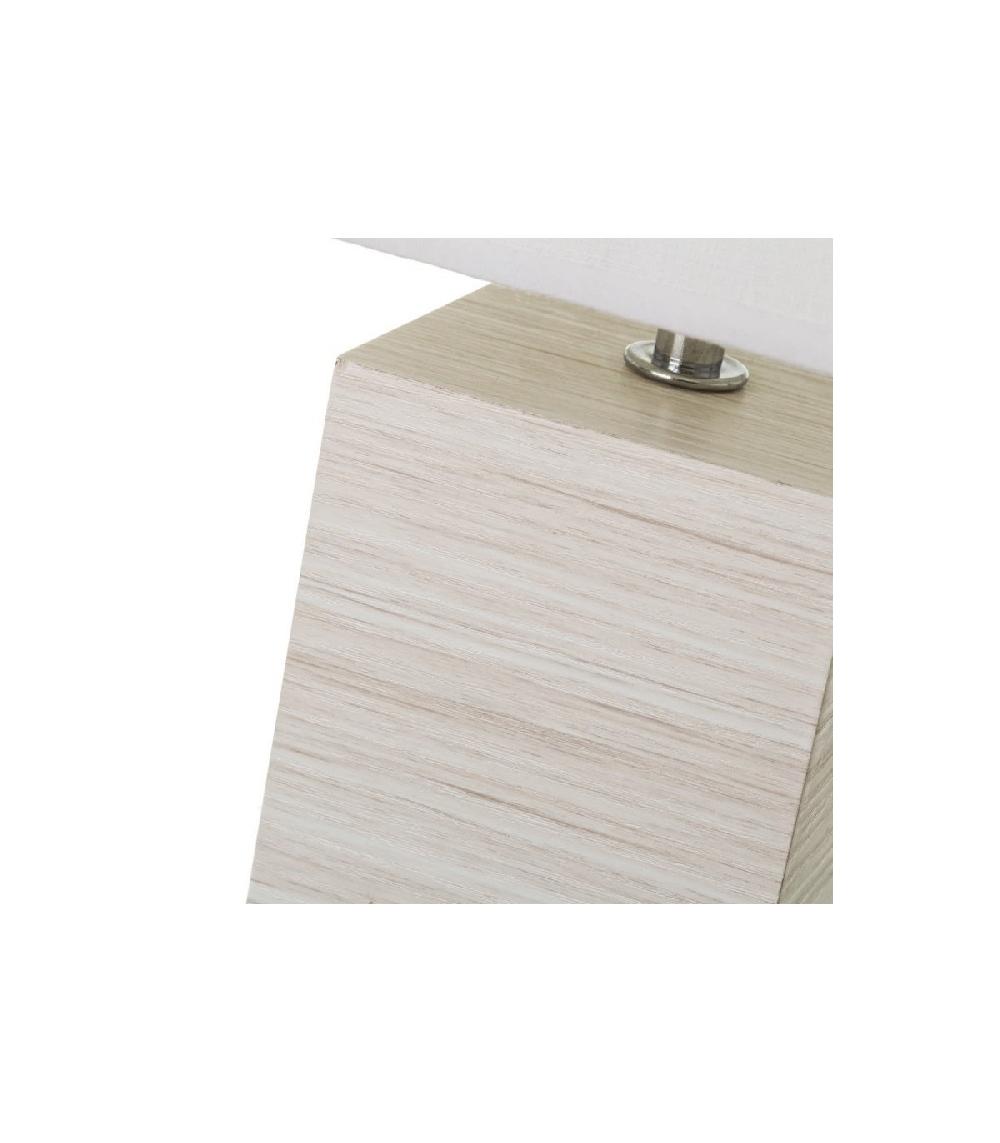 Wadiga Lampe à Poser Base En Bois Blanchi Et Abat-jour Blanc - Hauteur 33cm