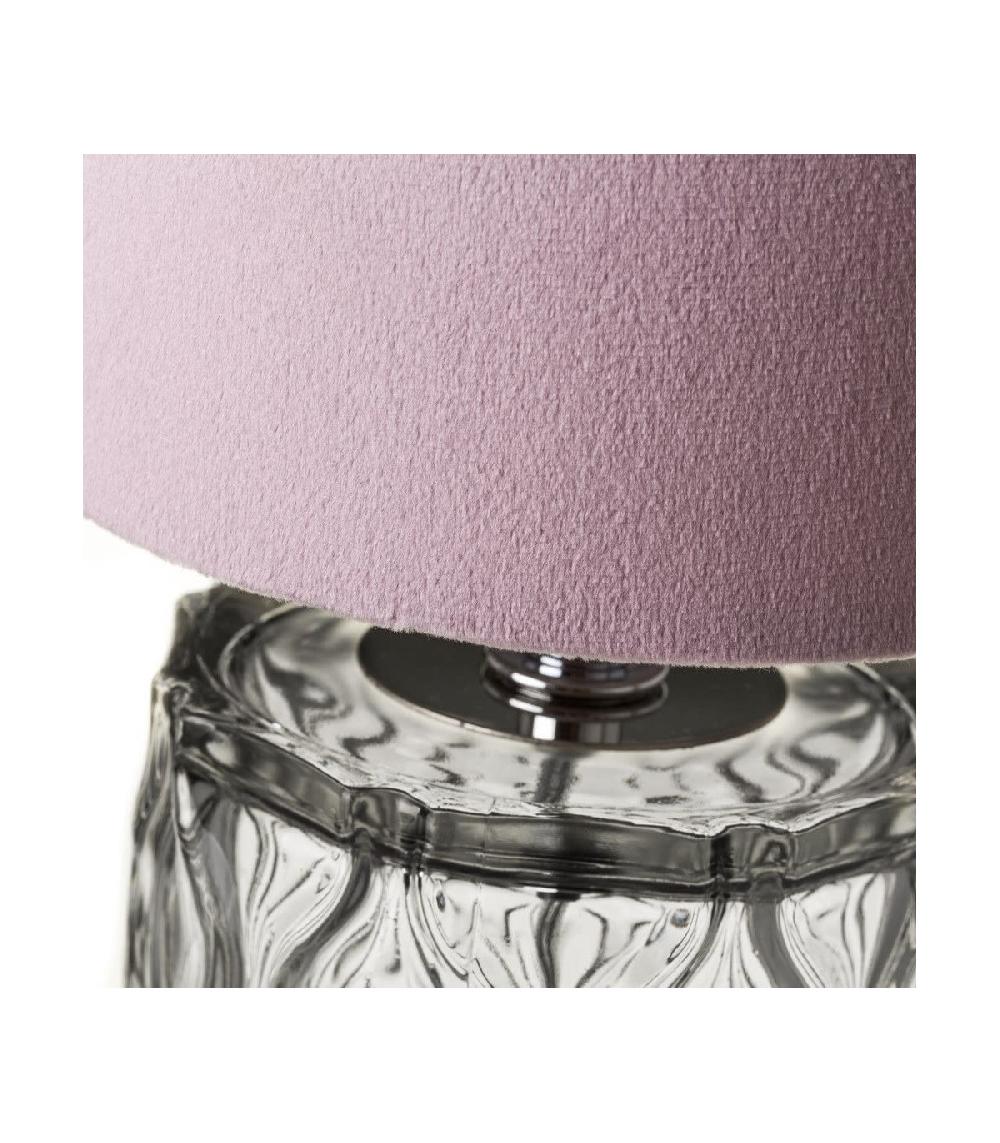 Wadiga Lampe à Poser Base En Verre Et Abat-jour En Velours Mauve - Hauteur 29cm
