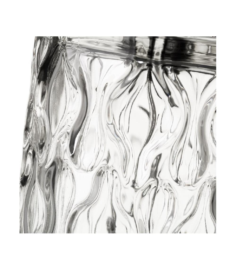 Wadiga Lampe à Poser Base En Verre Et Abat-jour En Velours Mauve - Hauteur 29cm