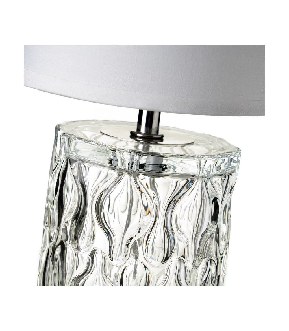 Wadiga Lampe à Poser Base En Verre Et Abat-jour Tissu Blanc - Hauteur 29cm