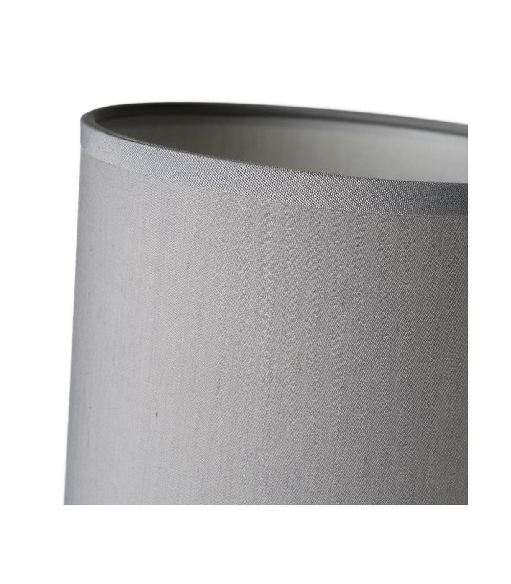 Wadiga Lampe à Poser Base En Verre Et Abat-jour Tissu Gris - Hauteur 29cm