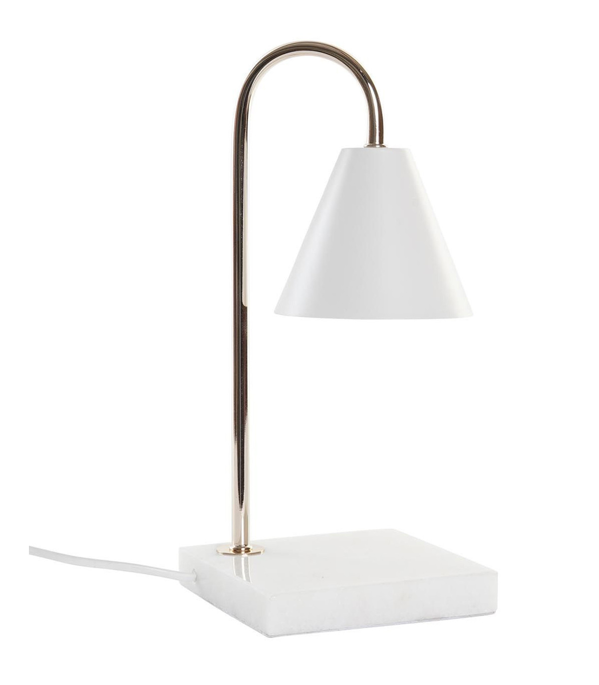 wadiga Lampe à poser base marbre et métal doré et blanc - 15x15x33cm