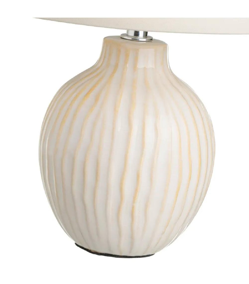 Wadiga Lampe à Poser Céramique Beige Et Abat Jour Blanc 18x18x28cm
