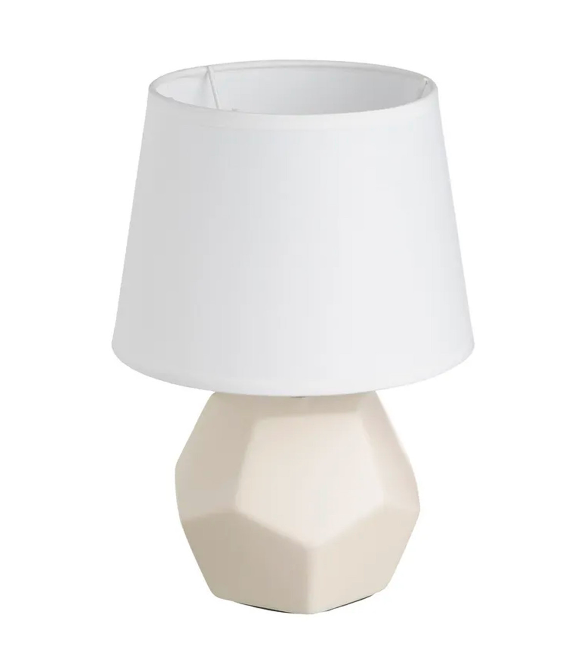 wadiga Lampe à poser céramique beige et abat jour blanc 18x18x26cm