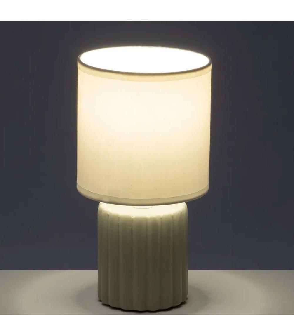 Wadiga Lampe à Poser Céramique Beige Taupe 13x13x24cm