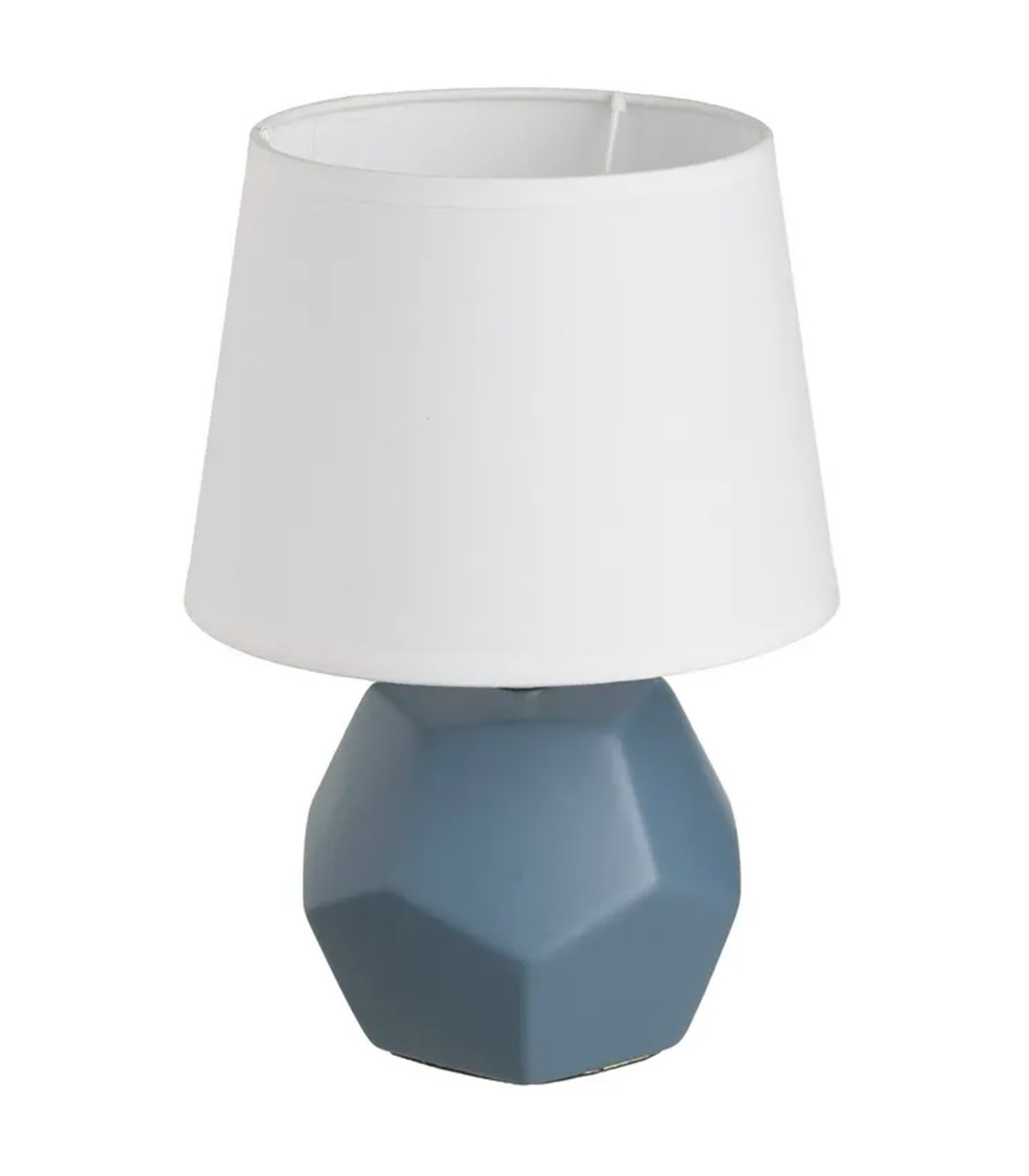 wadiga Lampe à poser céramique bleu pétrole et abat jour blanc 18x18x26cm