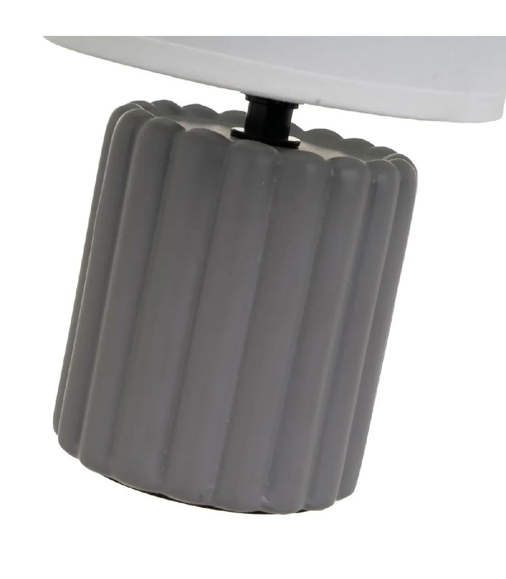 Wadiga Lampe à Poser Céramique Gris Et Abat-jour Blanc 13x13x24cm