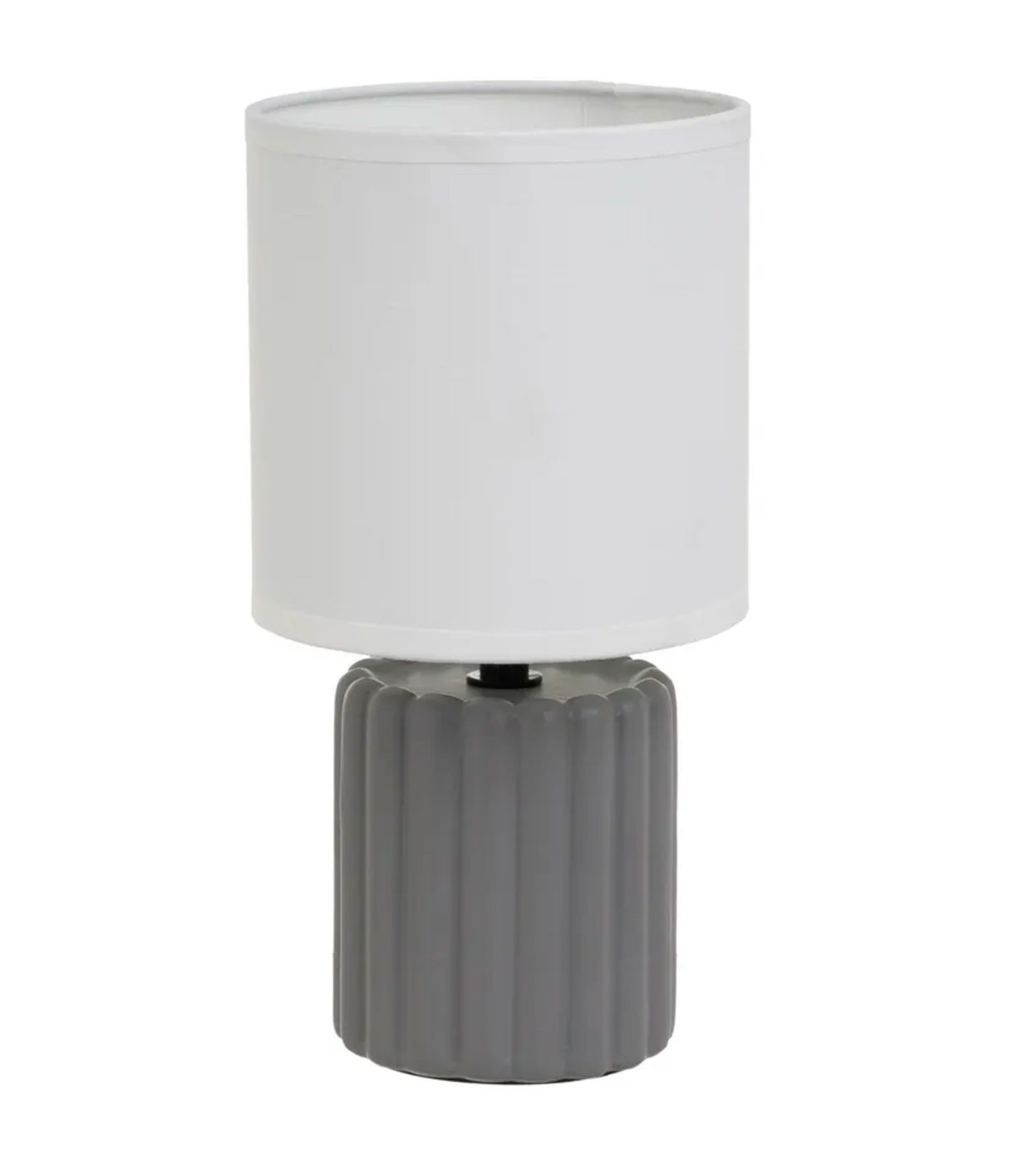 wadiga Lampe à poser céramique gris et abat-jour blanc 13x13x24cm