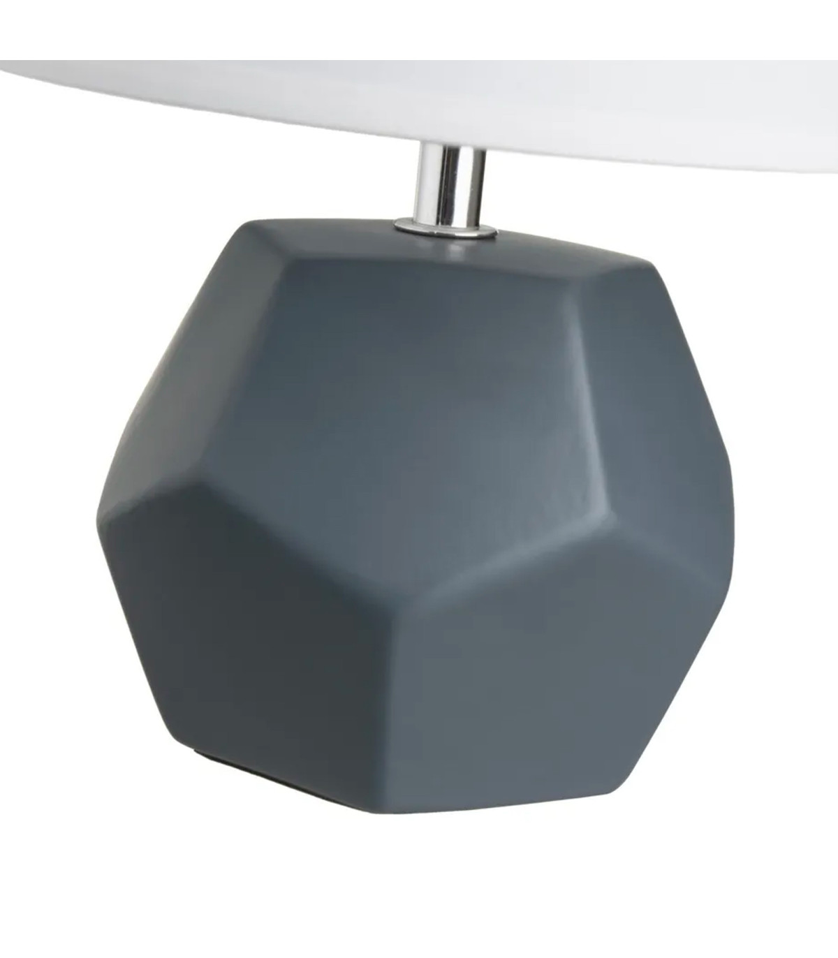 Wadiga Lampe à Poser Céramique Grise Et Abat Jour Blanc 18x18x26cm