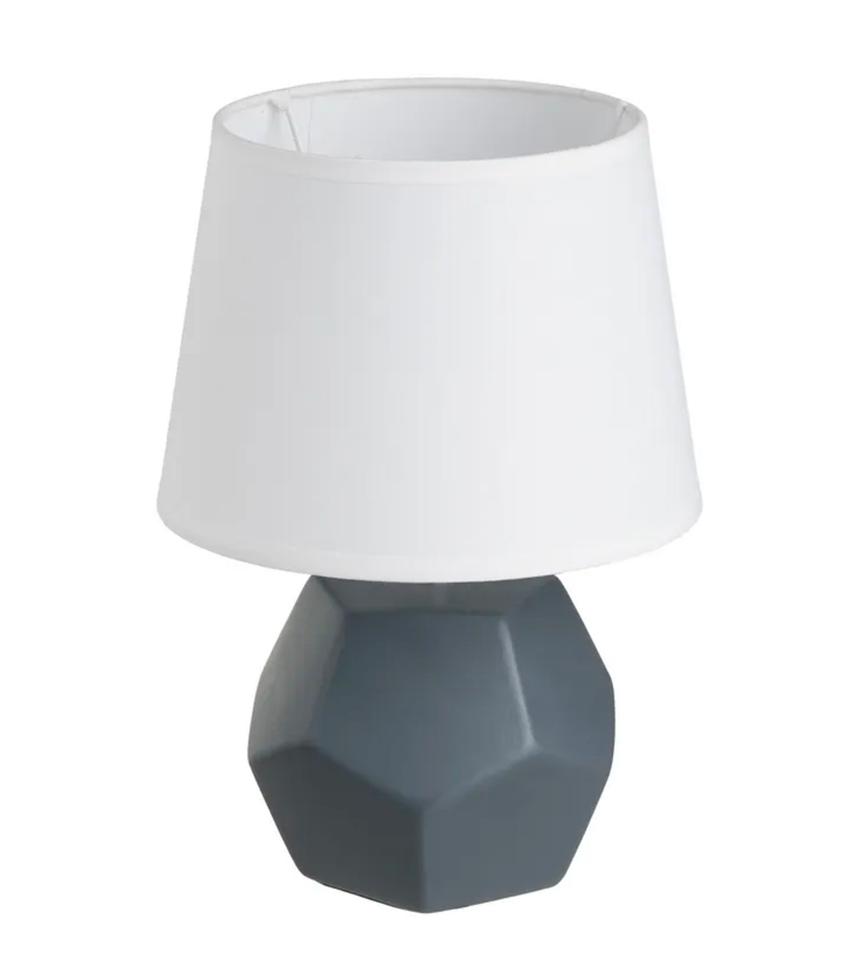 wadiga Lampe à poser céramique grise et abat jour blanc 18x18x26cm