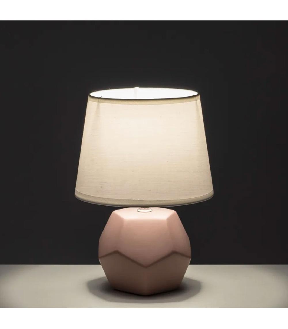 Wadiga Lampe à Poser Céramique Mauve Et Abat Jour Blanc 18x18x26cm