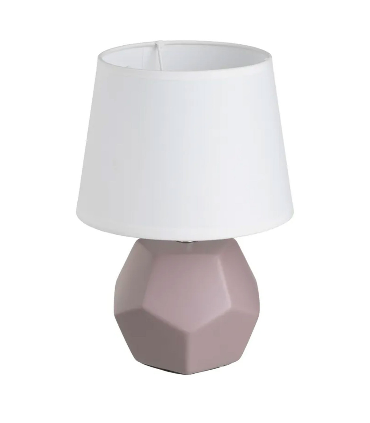 wadiga Lampe à poser céramique mauve et abat jour blanc 18x18x26cm