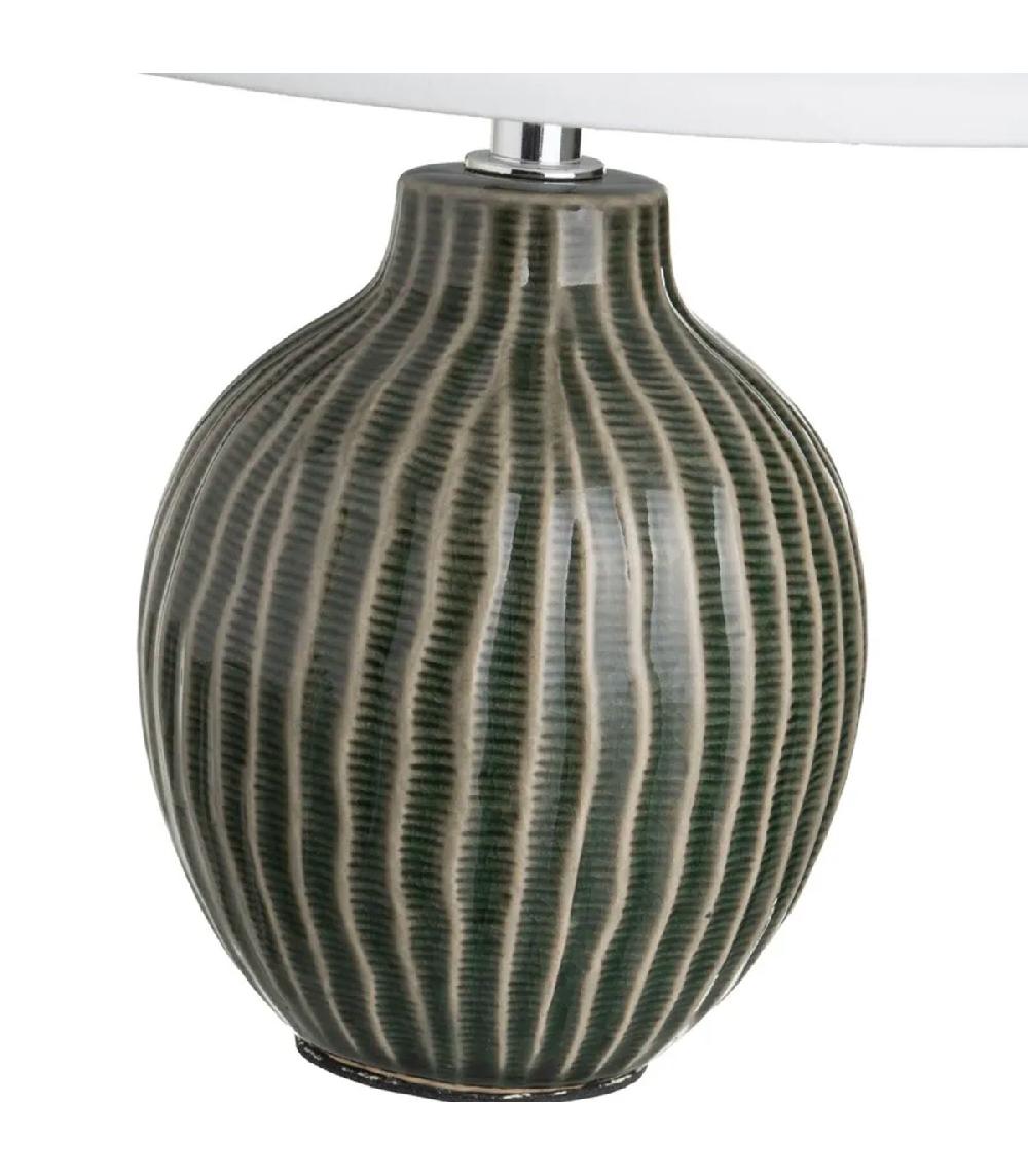 Wadiga Lampe à Poser Céramique Verte Et Abat Jour Blanc 18x18x28cm