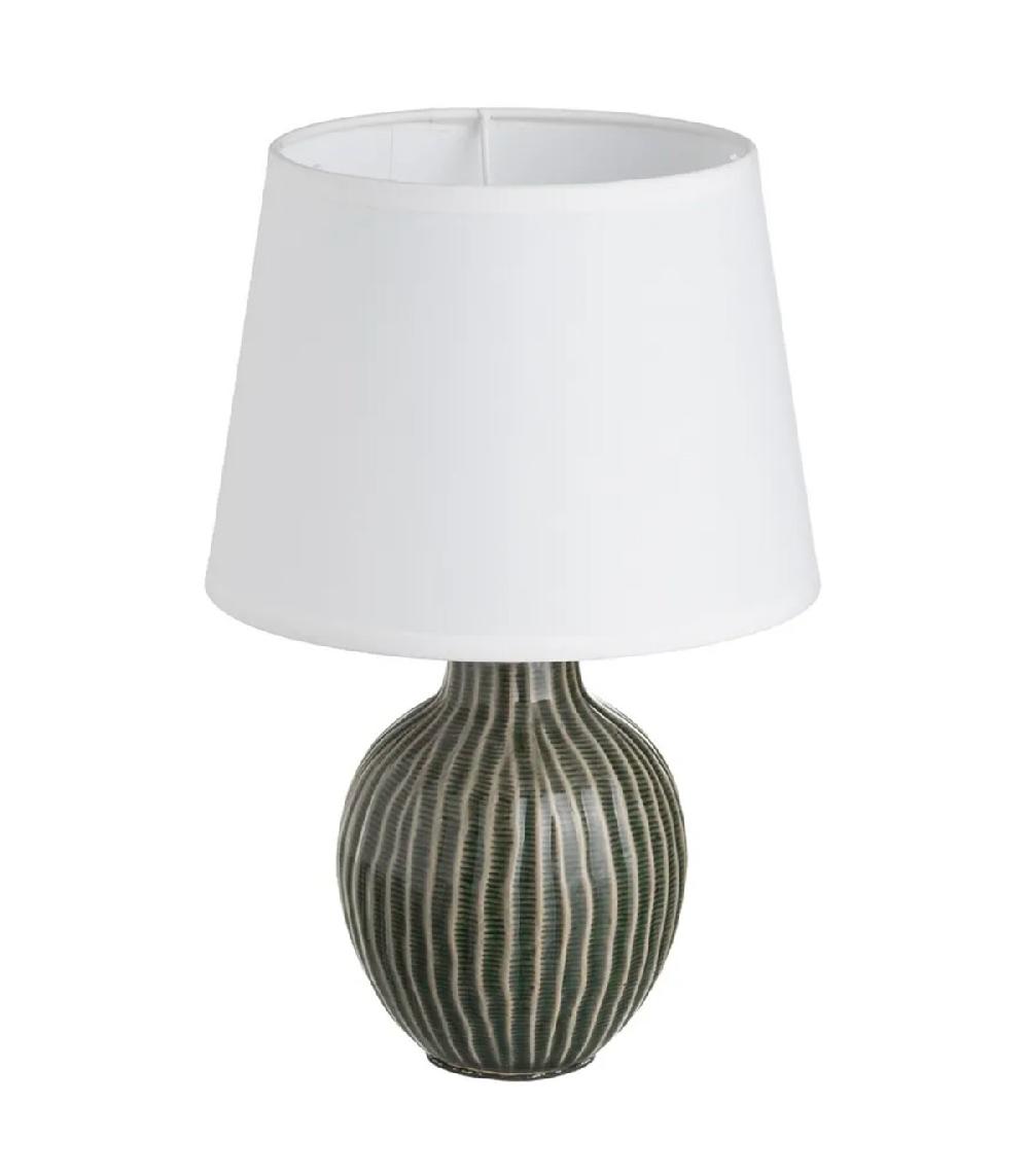 wadiga Lampe à poser céramique verte et abat jour blanc 18x18x28cm