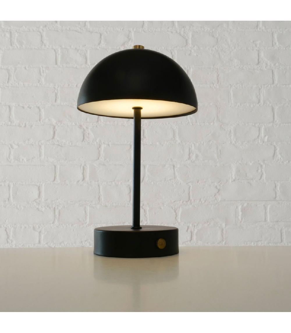 Wadiga Lampe à Poser Champignon En Métal Noir LED Sans Fil 15x15x26cm