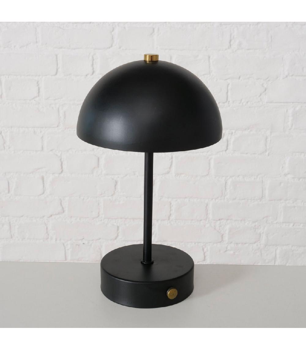 Wadiga Lampe à Poser Champignon En Métal Noir LED Sans Fil 15x15x26cm