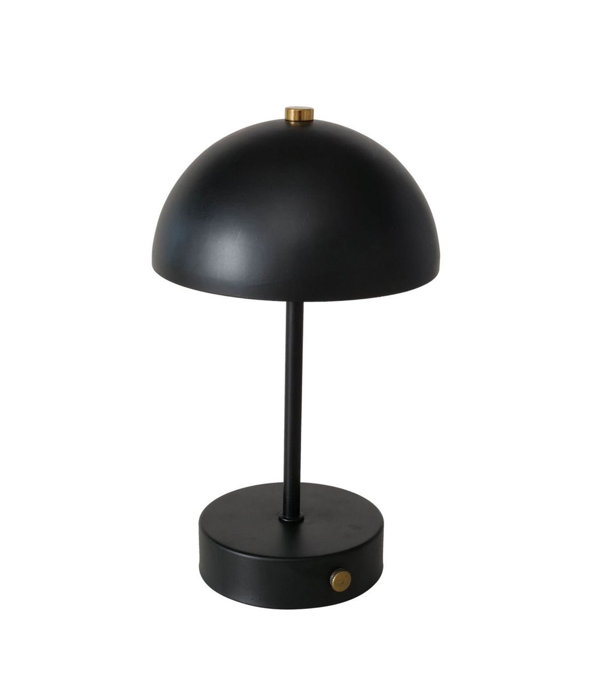 wadiga Lampe à poser champignon en métal noir LED sans fil 15x15x26cm