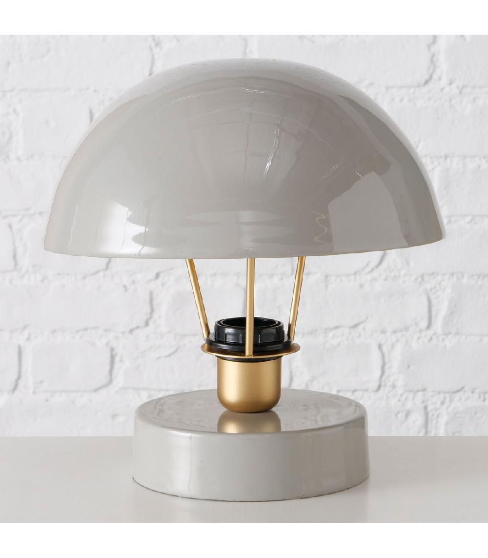 Wadiga Lampe à Poser Champignon Métal Gris Clair 25x25x28cm