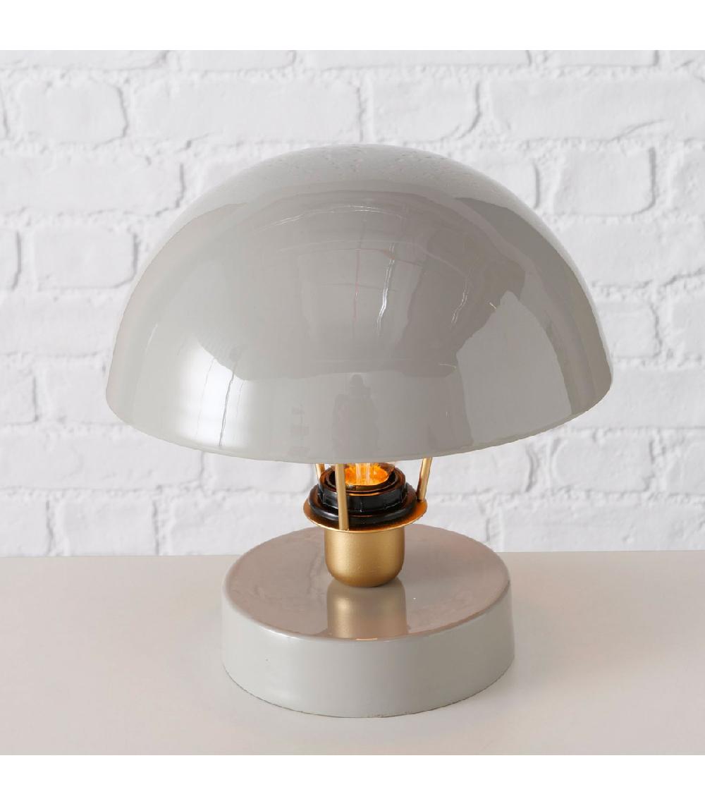 Wadiga Lampe à Poser Champignon Métal Gris Clair 25x25x28cm