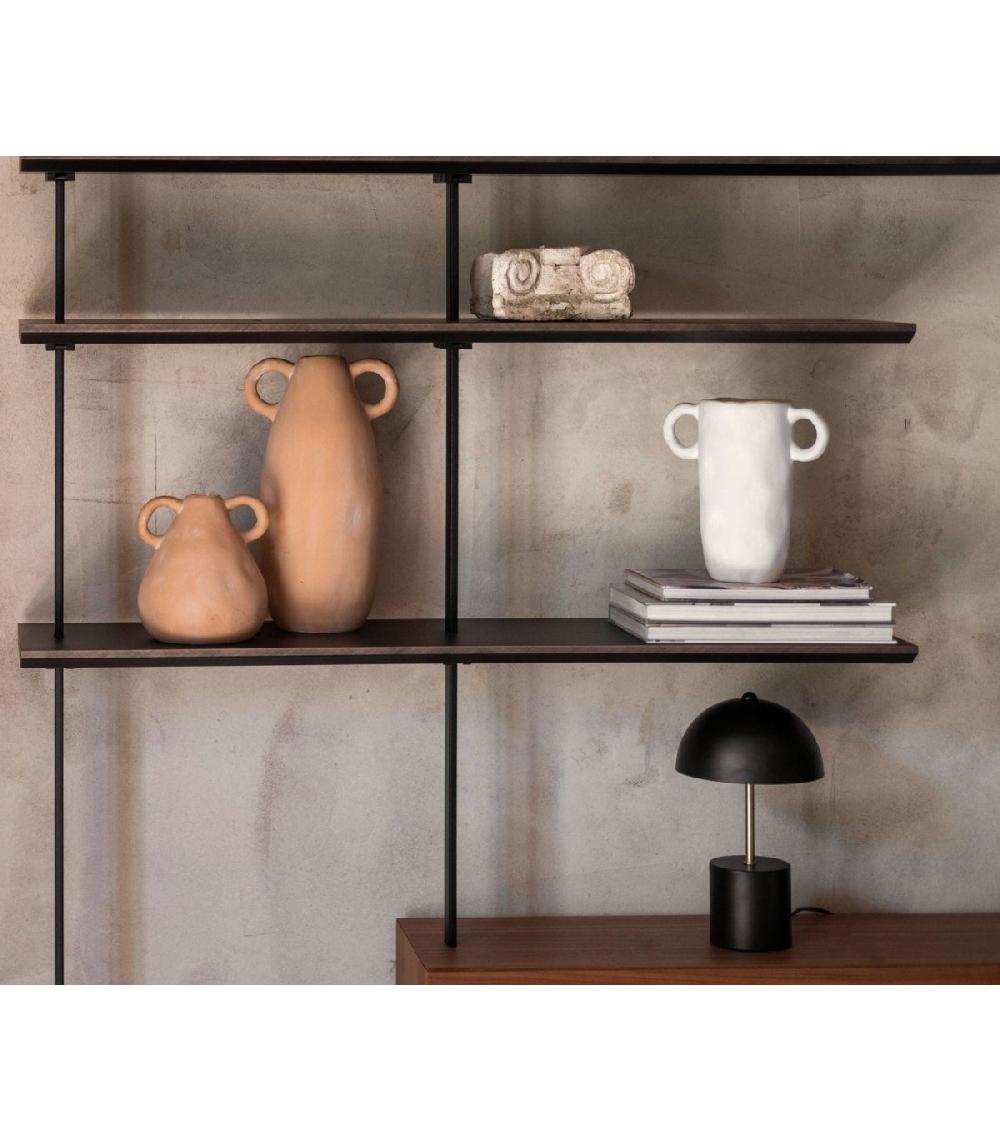 Wadiga Lampe à Poser Champignon Métal Noir Et Doré -18x30cm