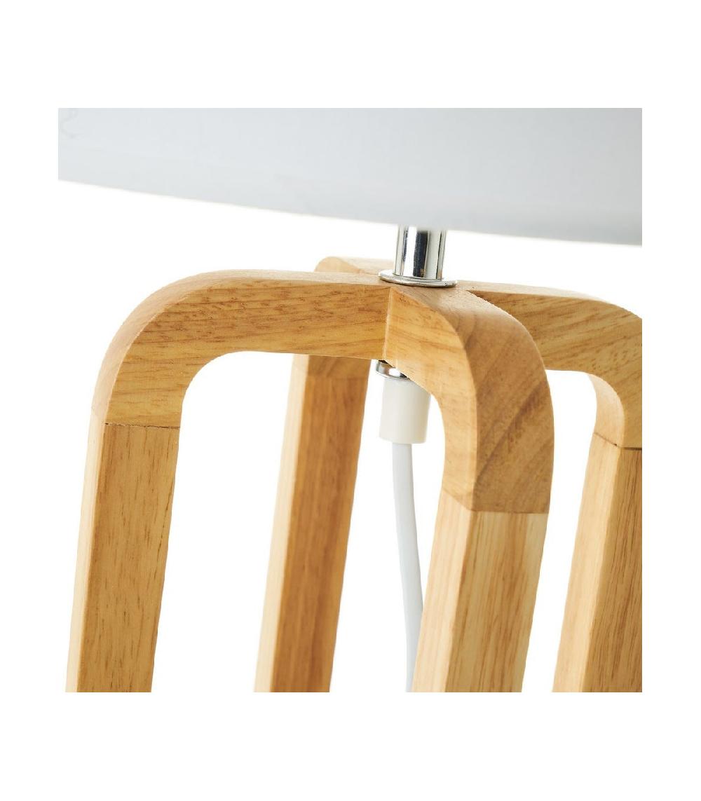Wadiga Lampe à Poser Chêne Et Abat-jour Blanc - 26x26x46.7cm