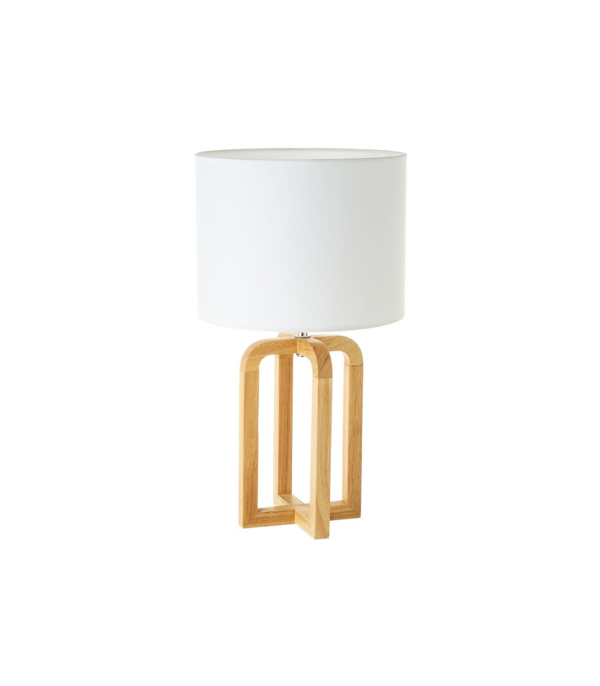 wadiga Lampe à poser chêne et abat-jour blanc - 26x26x46.7cm
