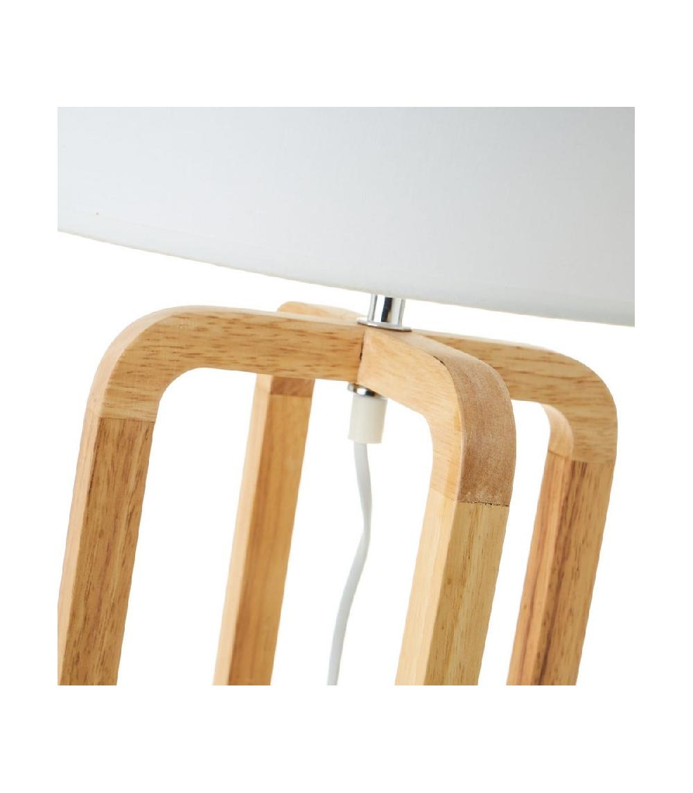 Wadiga Lampe à Poser Chêne Et Abat-jour Blanc - 30x30x52cm