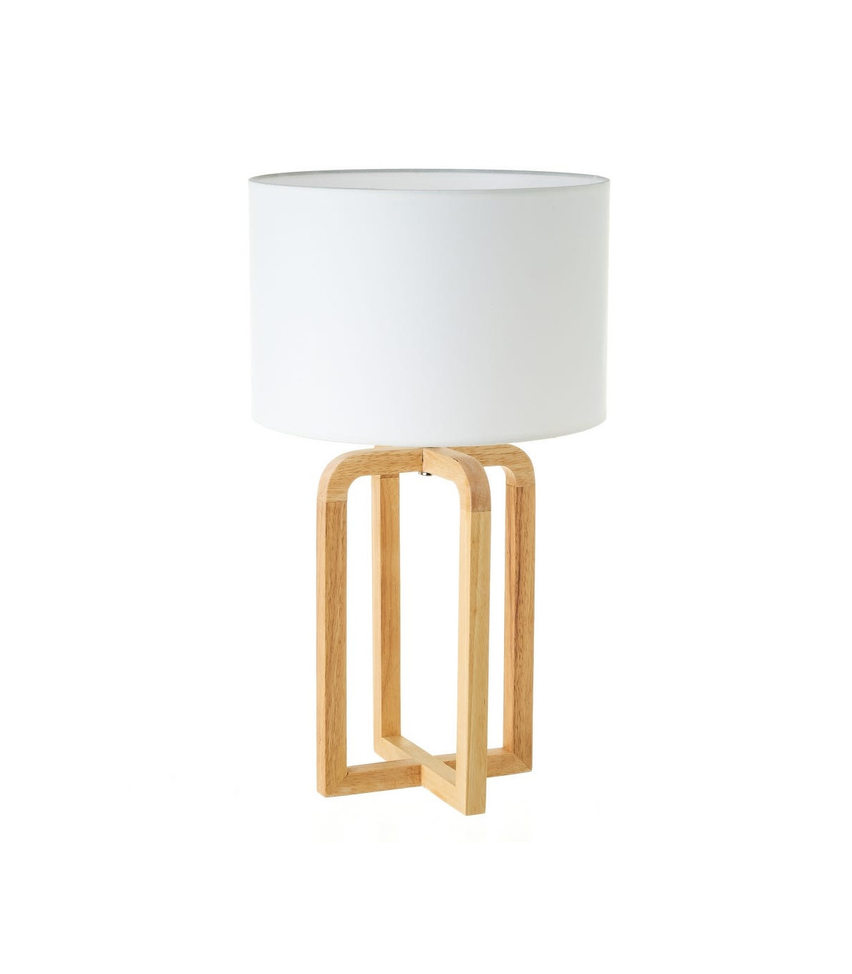 wadiga Lampe à poser chêne et abat-jour blanc - 30x30x52cm