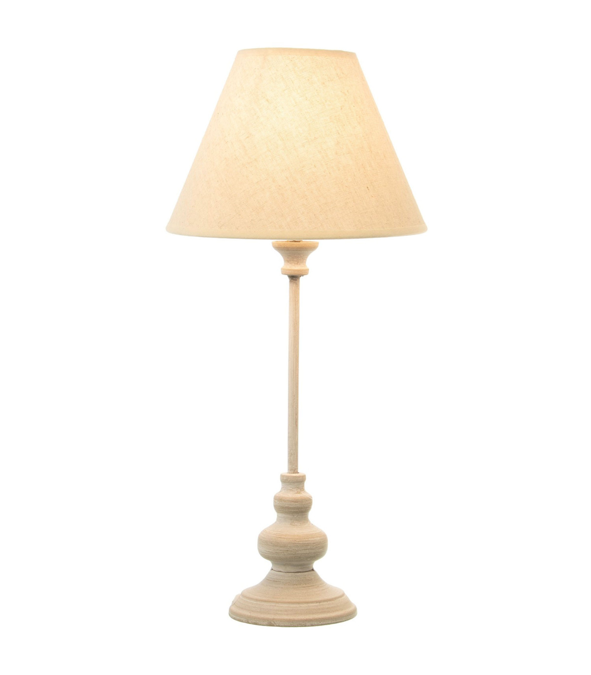 Wadiga Lampe à Poser Classique En Métal Gris Et Abat-jour Beige