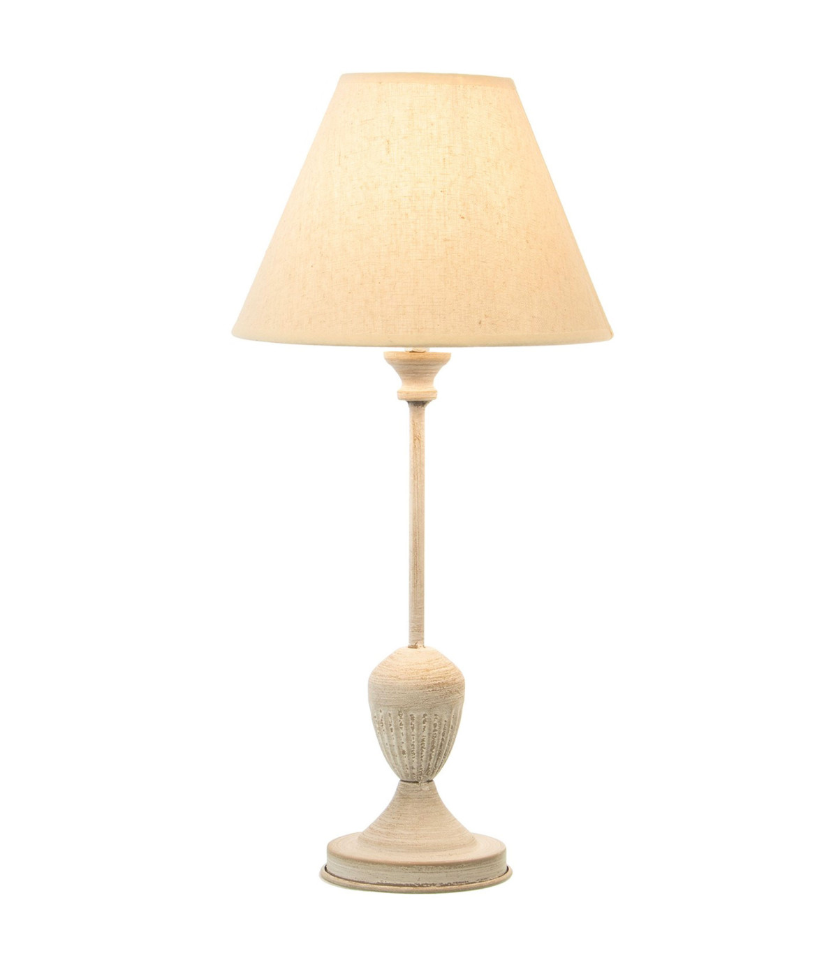 Wadiga Lampe à Poser Classique En Métal Gris Et Abat-jour Beige