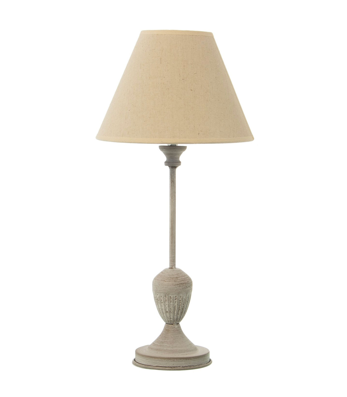 wadiga Lampe à poser classique en métal gris et abat-jour beige