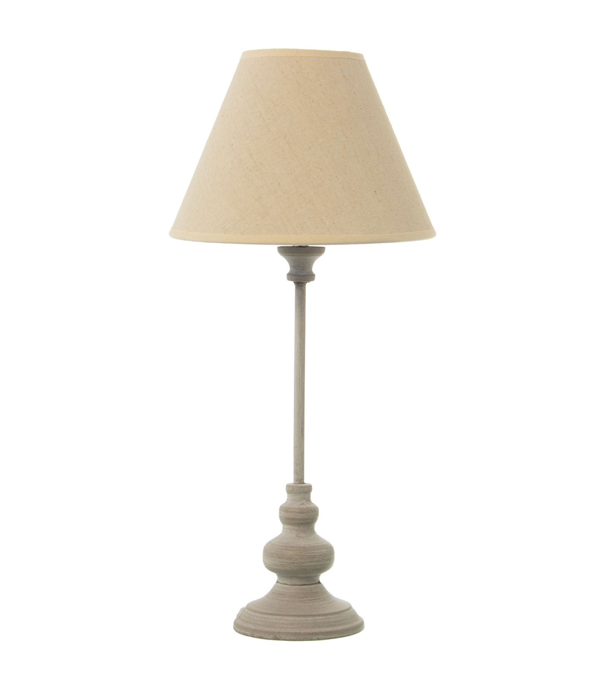 wadiga Lampe à poser classique en métal gris et abat-jour beige