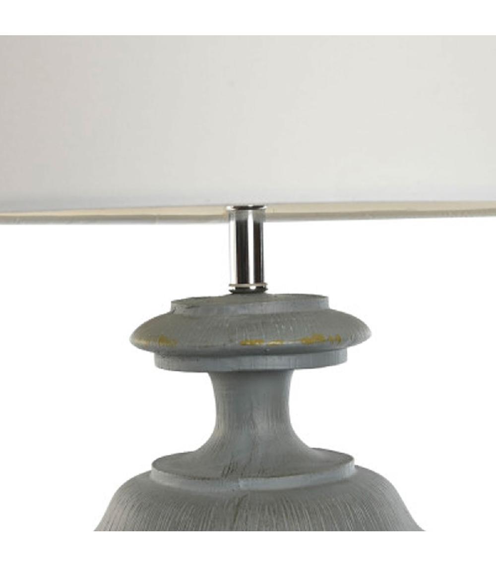 Wadiga Lampe à Poser Classique Grise Et Abat-jour Blanc 35.5x35.5x79cm