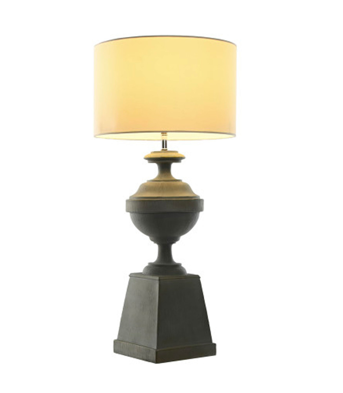 Wadiga Lampe à Poser Classique Grise Et Abat-jour Blanc 35.5x35.5x79cm