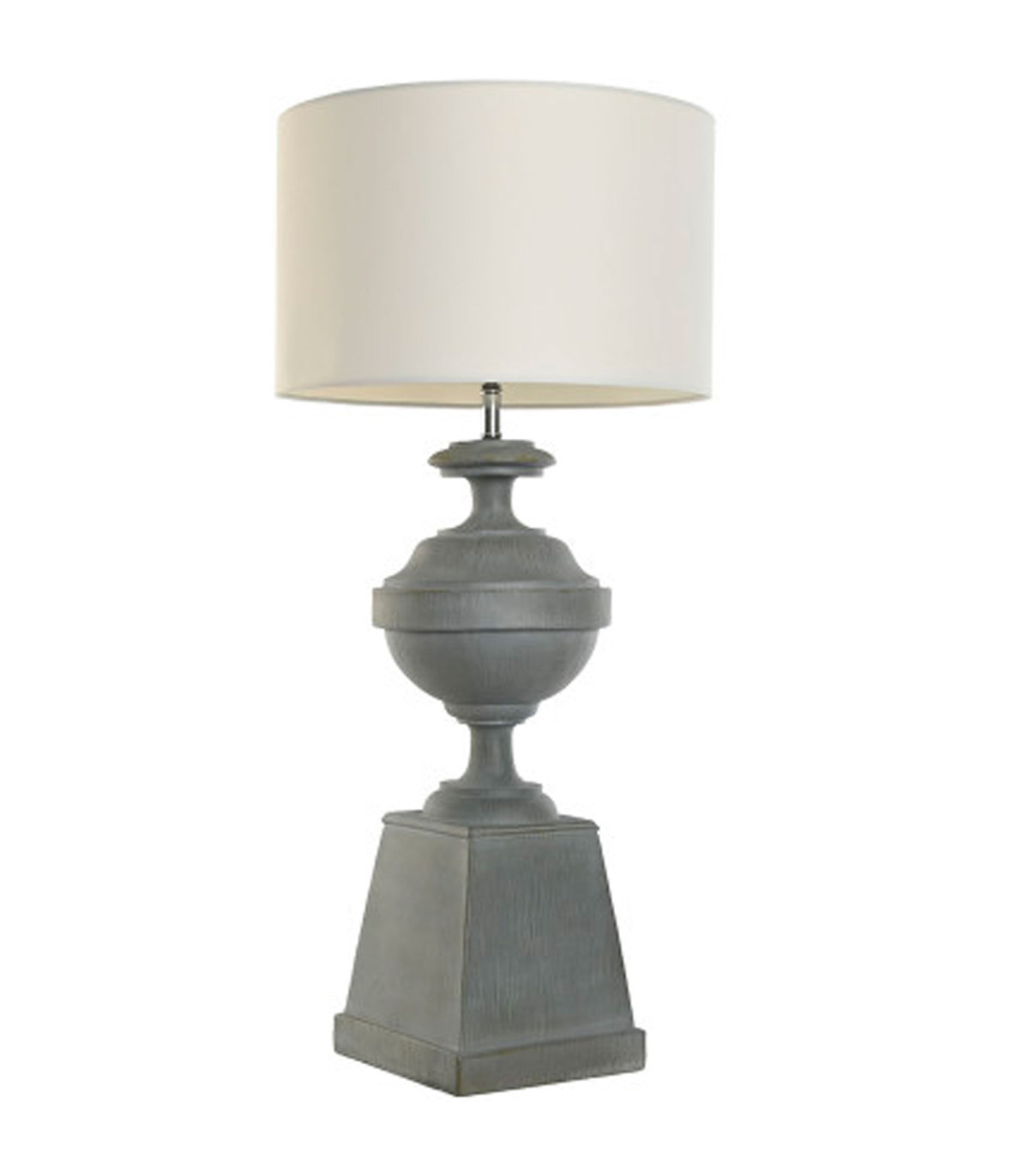 wadiga Lampe à poser classique grise et abat-jour blanc 35.5x35.5x79cm