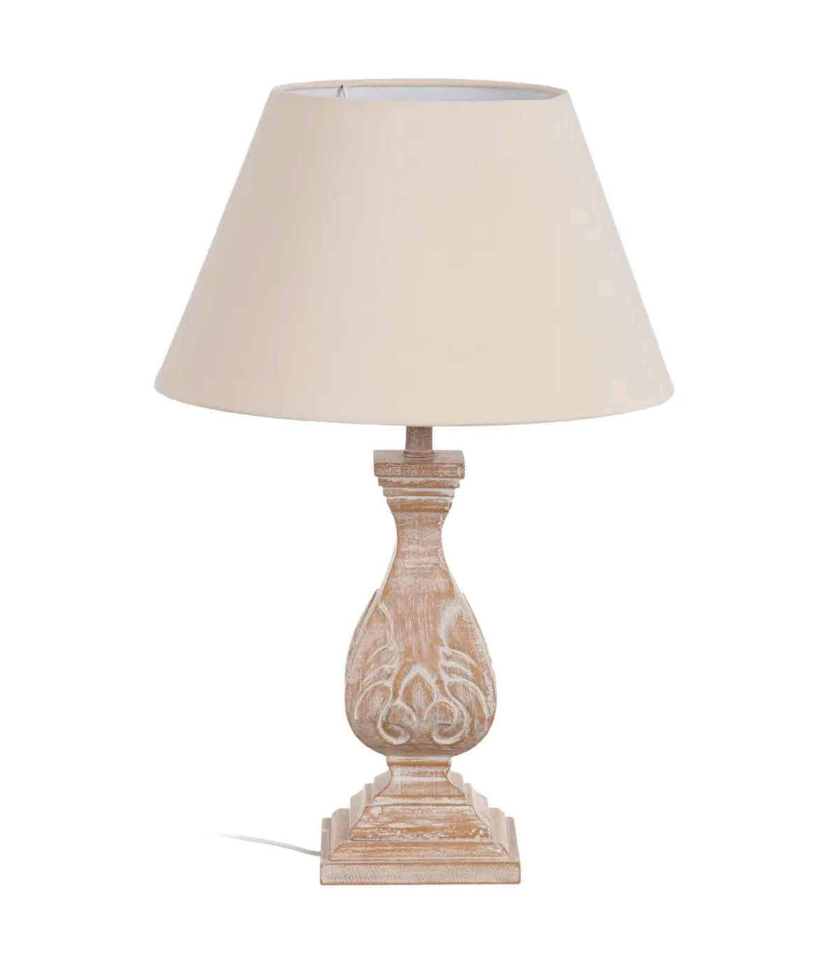 wadiga Lampe à poser classique résine blanc cérusé 35x35x53cm