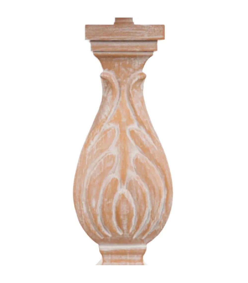 Wadiga Lampe à Poser Classique Résine Bois Et Blanc 35x35x57cm