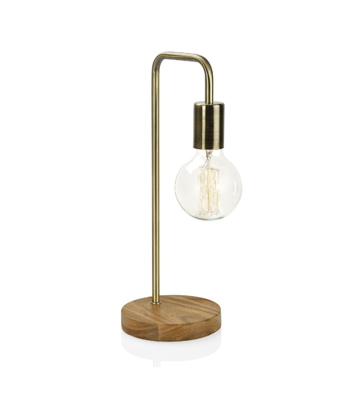 wadiga Lampe à Poser Courbée Design en Bois et Laiton