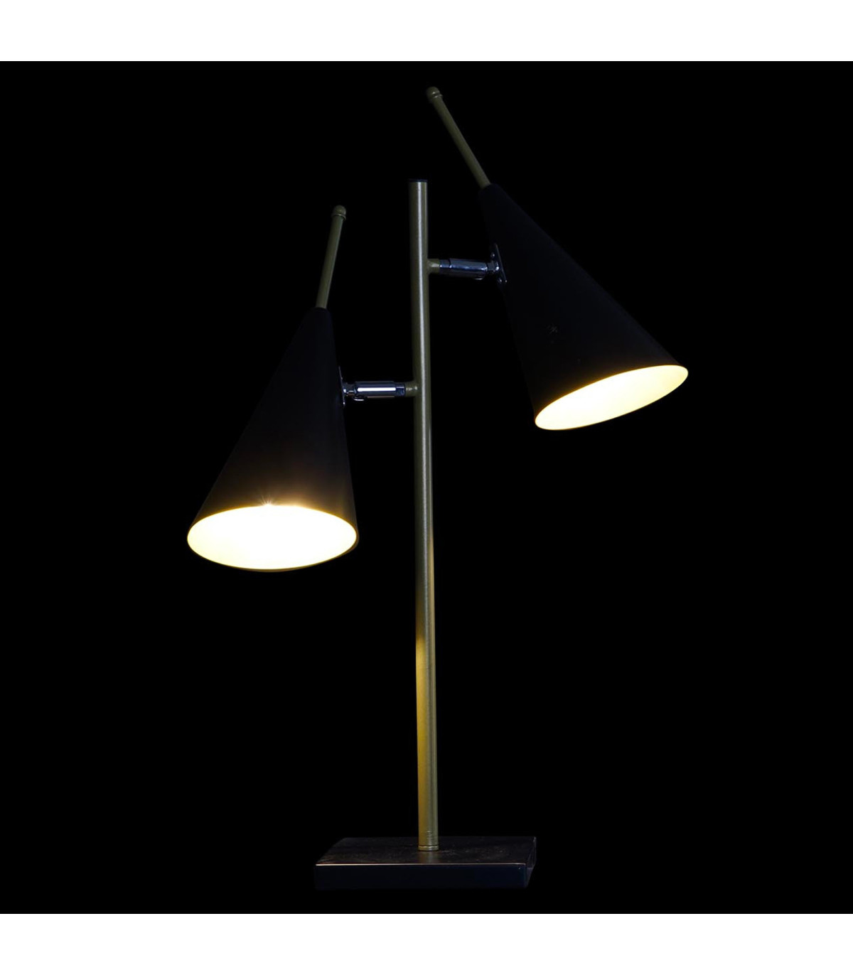 Wadiga Lampe à Poser Double En Métal Noir Et Doré 38x16x64cm