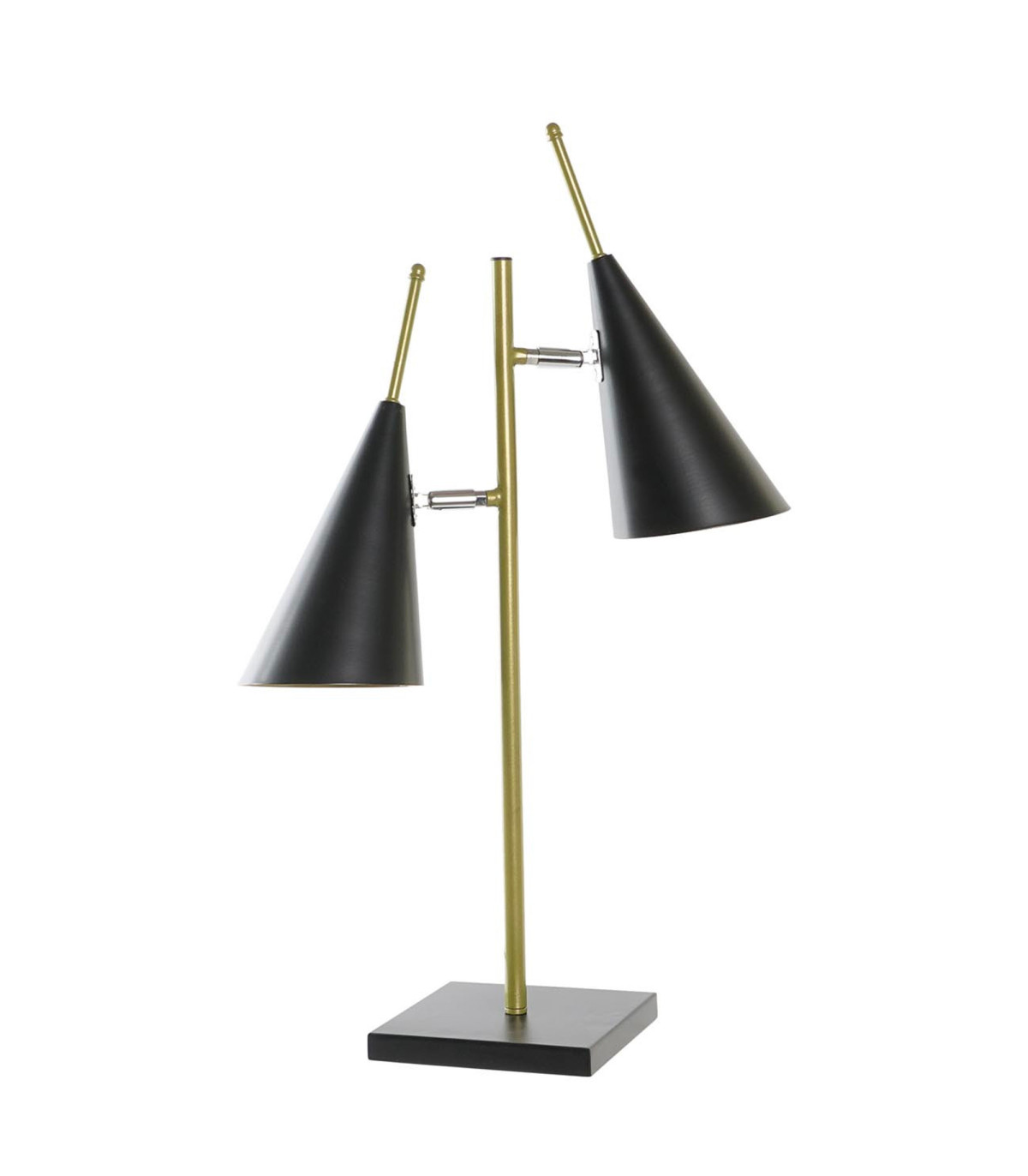 wadiga Lampe à poser double en métal noir et doré 38x16x64cm