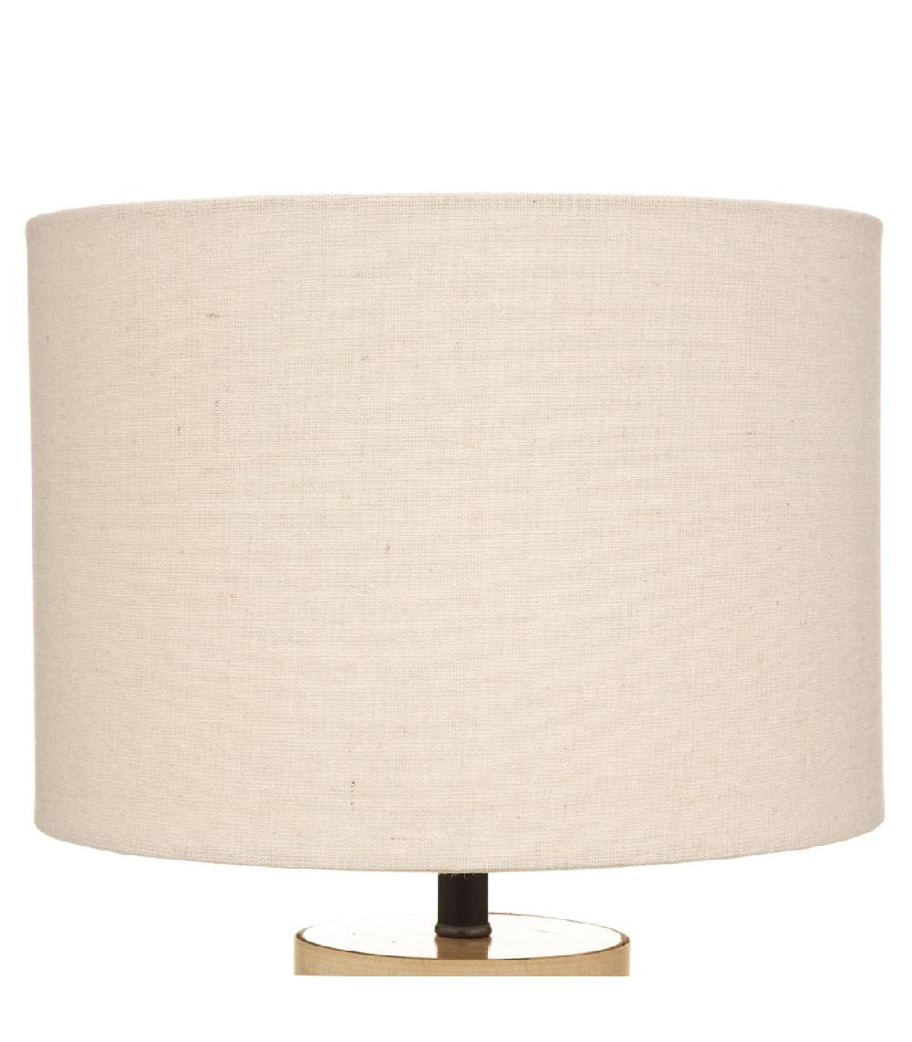 Wadiga Lampe à Poser En Bambou Tressé Et Abat Jour Beige 26x26x47cm