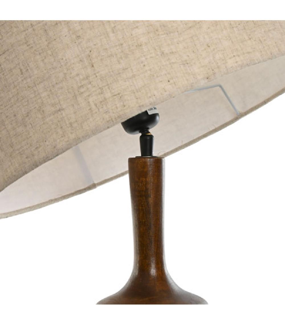 Wadiga Lampe à Poser En Bois De Mangue Et Abat-jour Beige 40x40x68cm