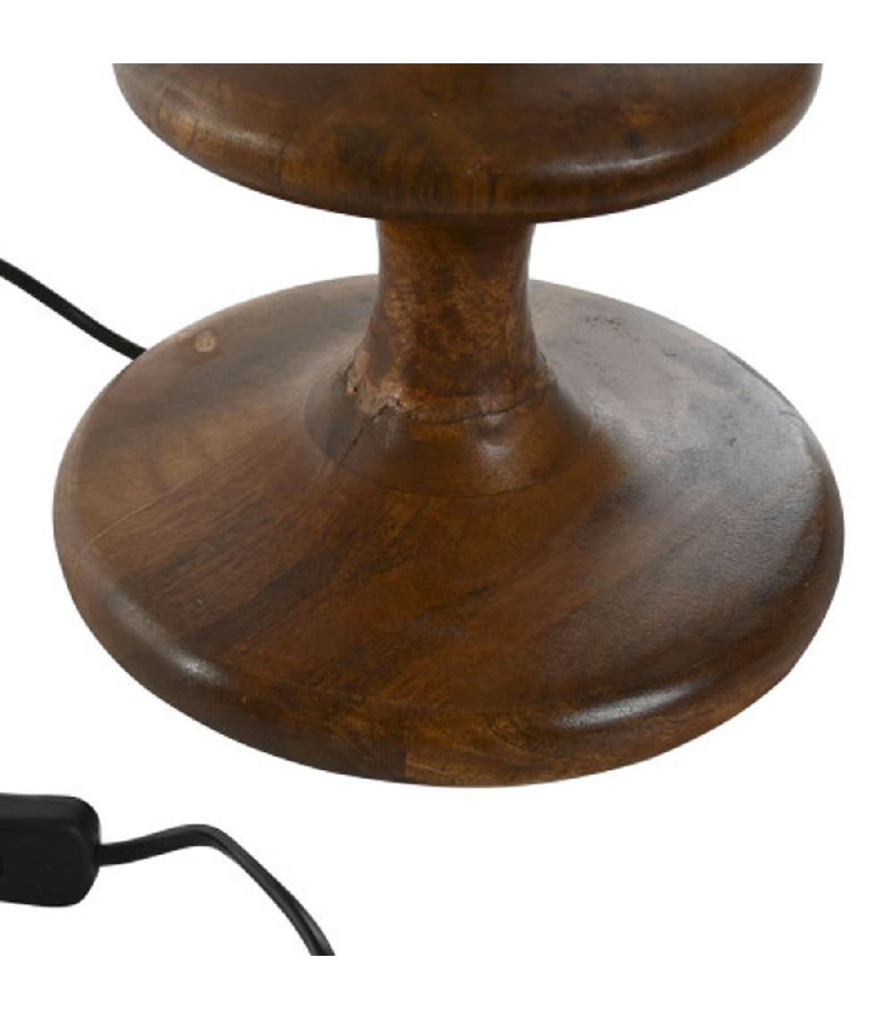 Wadiga Lampe à Poser En Bois De Mangue Et Abat-jour Beige 40x40x68cm