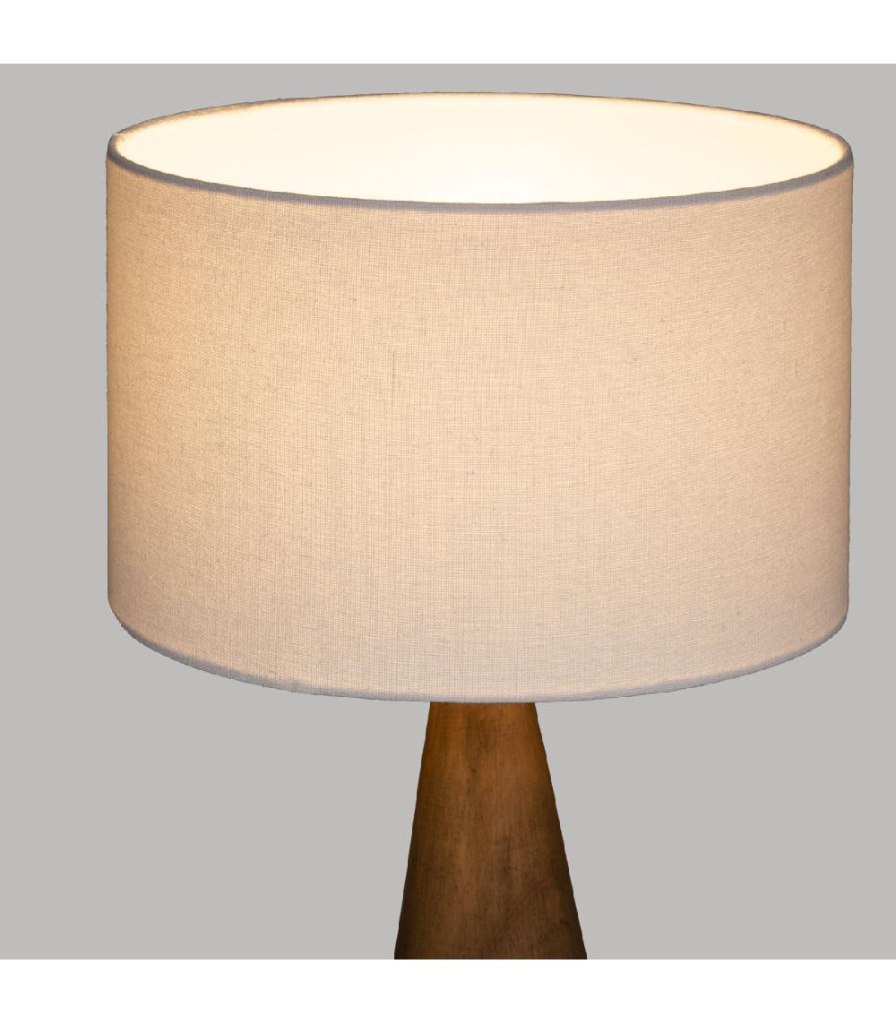 Wadiga Lampe à Poser En Bois Et Abat Jour Blanc 28x28x46cm