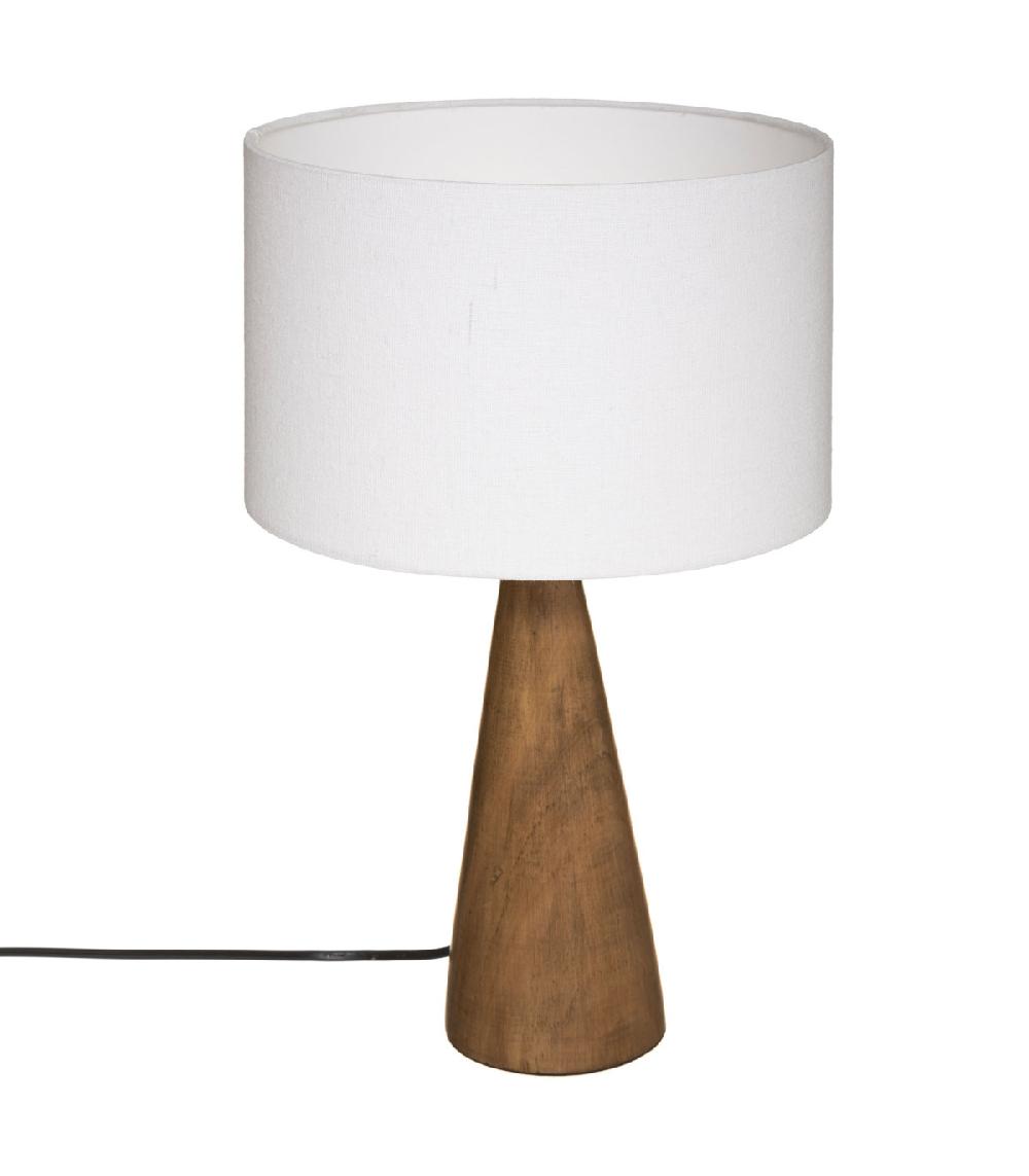 wadiga Lampe à poser en bois et abat jour blanc 28x28x46cm